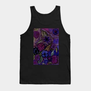 dark blue floral tapestry drawing Tank Top